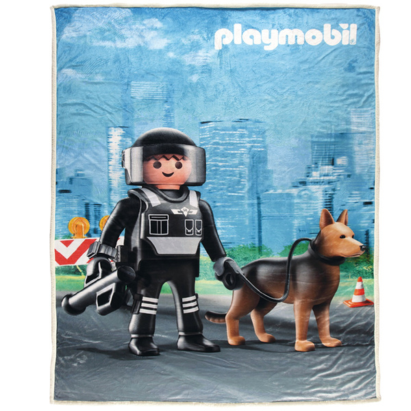 PLAYMOBIL - POLICEMAN 5023 ΚΟΥΒΕΡΤΑ FLEECE SHERPA 160X220 ΓΑΛΑΖΙΟ, ΓΚΡΙ