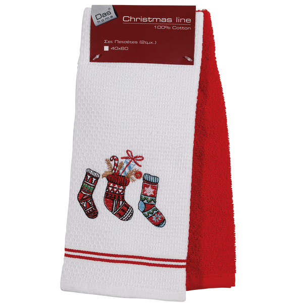 DAS HOME CHRISTMAS ΠΟΤΗΡΟΠΑΝΑ ΣΕΤ 2ΤΜΧ 40X60 0630 ΚΟΚΚΙΝΟ, ΛΕΥΚΟ