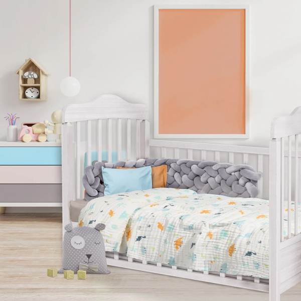 DAS BABY ΚΟΥΒΕΡΤΑ-ΜΟΥΣΕΛΙΝΑ ΑΓΚΑΛΙΑΣ RELAX 6623 ΛΕΥΚΟ, ΜΠΛΕ, ΠΟΡΤΟΚΑΛΙ