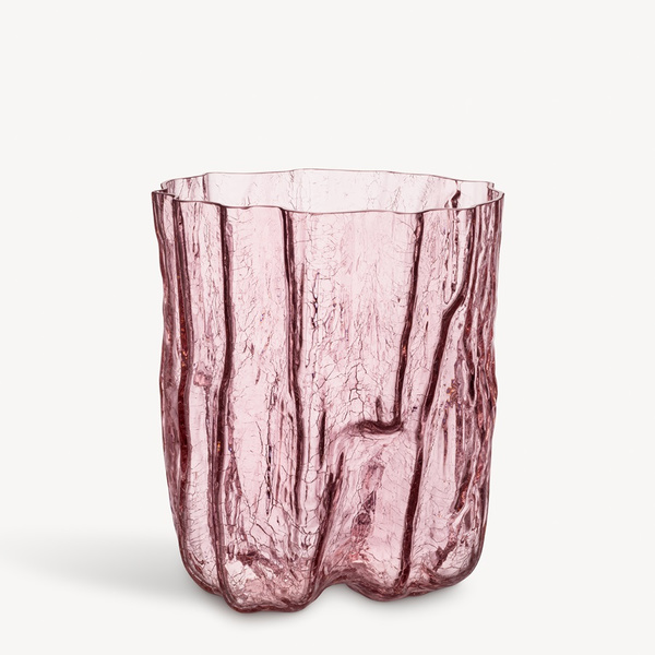 Kosta Boda Crackle Pink Vase Tall