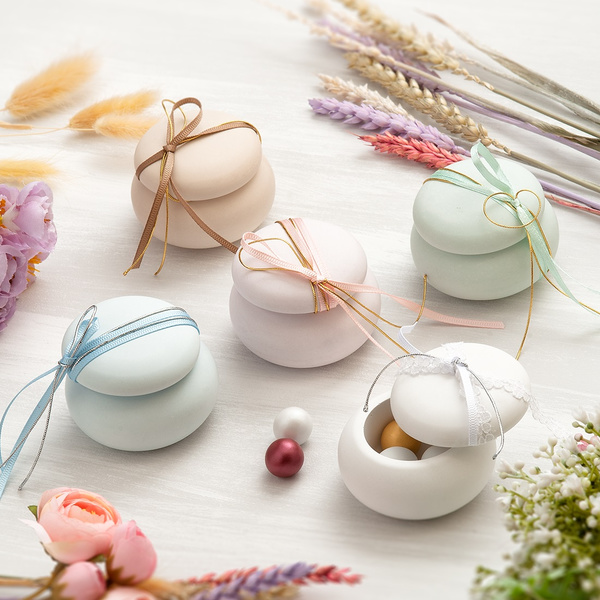 Σετ 20τμχ μπομπονιέρα ροζ γύψινη 6.5cm macaron