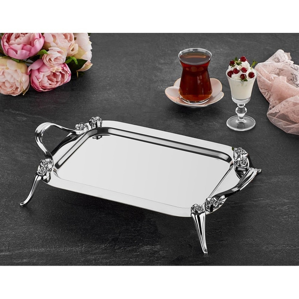 Δίσκος παραλληλόγραμμος ανοξείδωτος 48x28x 7.5cm Elit