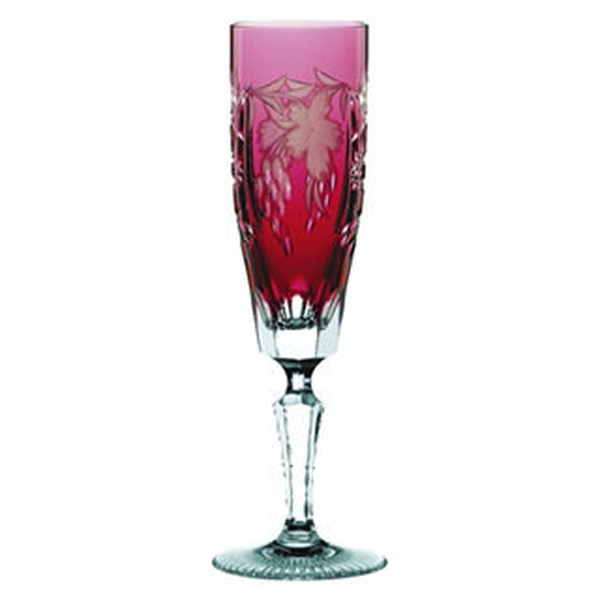 Κρυστάλλινο ποτήρι αφρώδη οίνου σχέδιο σταφύλι