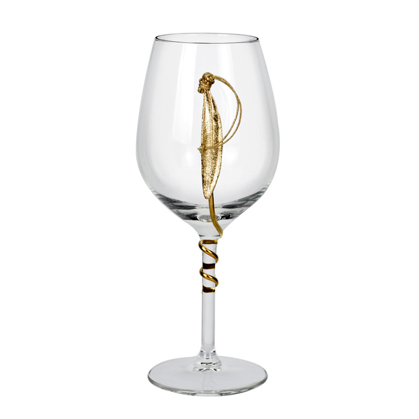 Ποτήρι κρασιού με επίχρυσο φύλλο ελιάς