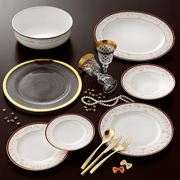 Σετ 72τμχ πιάτα Bone China Apolonia+60 χρυσά μαχαιροπίρουνα