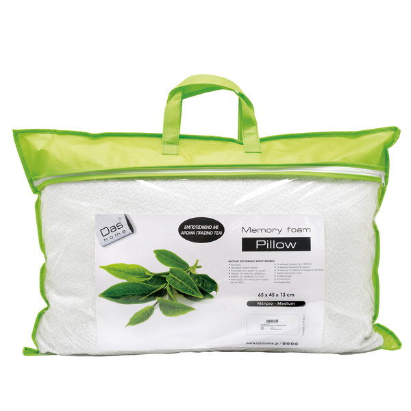 DAS HOME 1042 ΜΑΞΙΛΑΡΙ GREEN TEA-MEMORY FOAM 65X45 ΛΕΥΚΟ