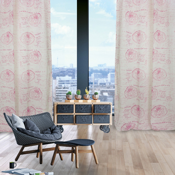 DAS HOME 2031 ΚΟΥΡΤΙΝΑ 290Χ280 ΜΕ ΤΡΟΥΚΣ ΙΒΟΥΑΡ, ΡΟΖ