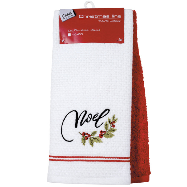 DAS HOME 0584 CHRISTMAS ΠΟΤΗΡΟΠΑΝΑ ΣΕΤ 2ΤΜΧ 40X60 ΚΟΚΚΙΝΟ, ΛΕΥΚΟ