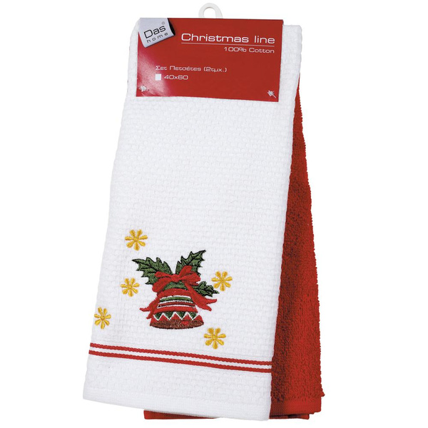 DAS HOME 0585 CHRISTMAS ΠΟΤΗΡΟΠΑΝΑ ΣΕΤ 2ΤΜΧ 40X60 ΚΟΚΚΙΝΟ, ΛΕΥΚΟ