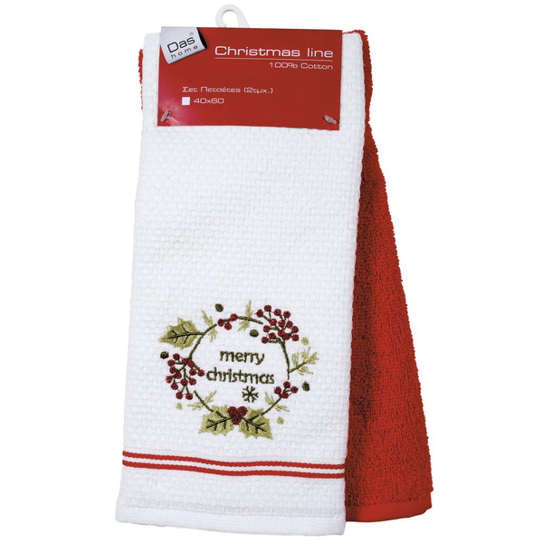 DAS HOME 0586 CHRISTMAS ΠΟΤΗΡΟΠΑΝΑ ΣΕΤ 2ΤΜΧ 40X60 ΚΟΚΚΙΝΟ, ΛΕΥΚΟ