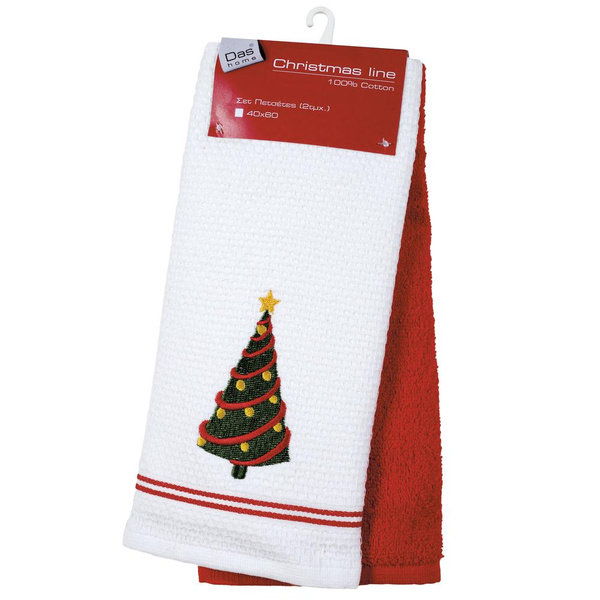 DAS HOME 0587 CHRISTMAS ΠΟΤΗΡΟΠΑΝΑ ΣΕΤ 2ΤΜΧ 40X60 ΚΟΚΚΙΝΟ, ΛΕΥΚΟ