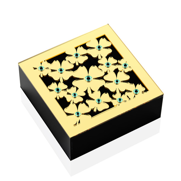 Κουτί plexi μαύρο με τετράφυλλα τριφύλλια