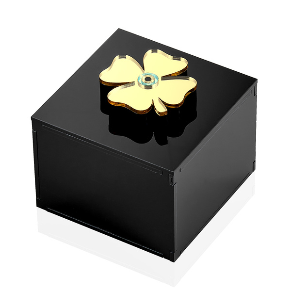 Κουτί plexi μαύρο με τετράφυλλο τριφύλλι