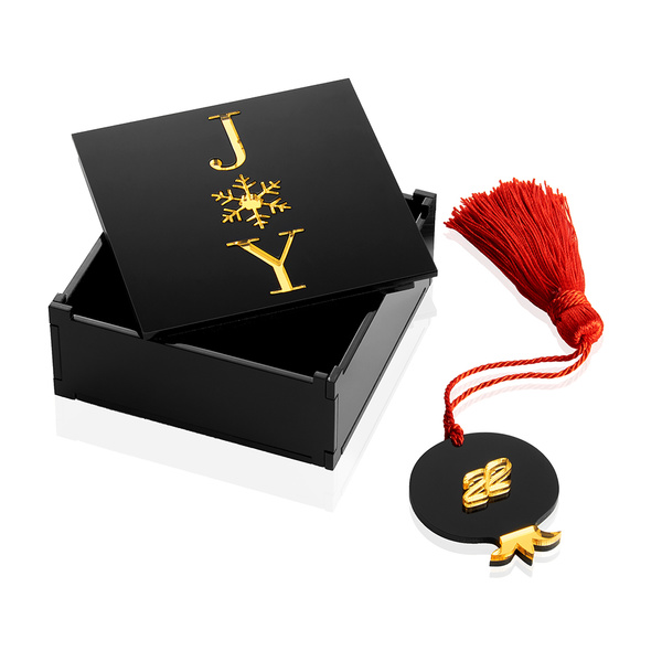 Πλέξι μάυρο κουτί Joy gold με γούρι ρόδι