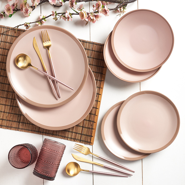 Σετ πιάτων 6 ατόμων stoneware Pink Passion