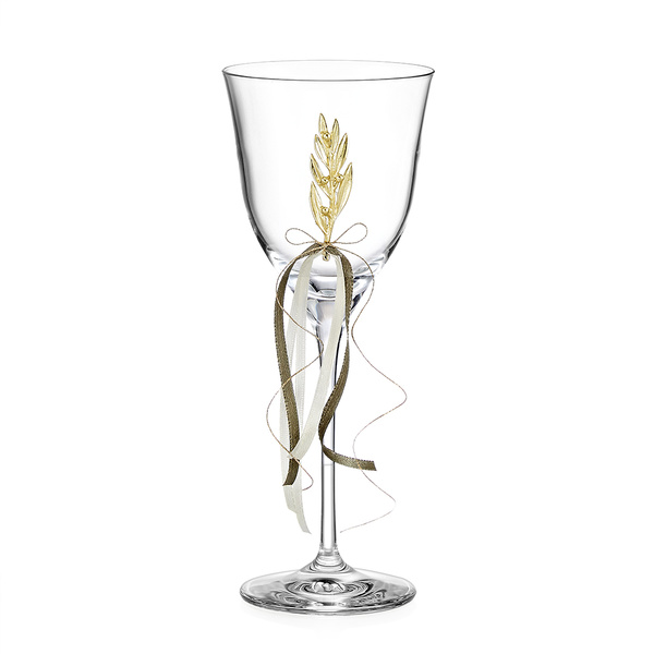 Κρυστάλλινο ποτήρι κρασιού Sabina με επίχρυσο φύλλο ελιάς