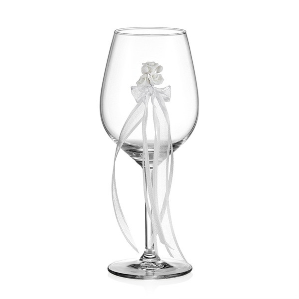 Ποτήρι κρασιού Libbey με χειροποίητα πορσελάνινα λουλούδια