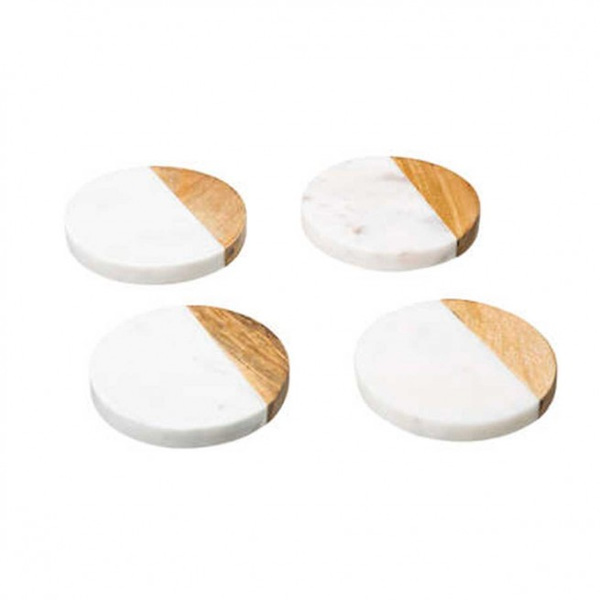 Σετ 4 σουβέρ Marble & Mango Wood
