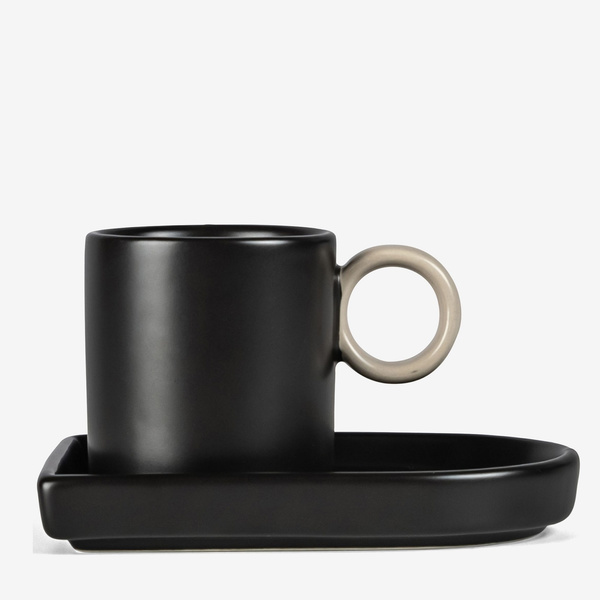 Espresso cup and plate Niki Black-Beige