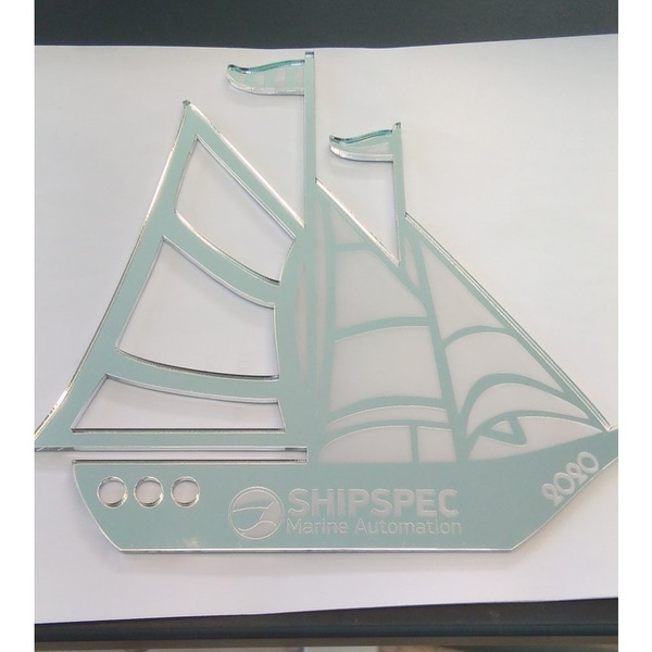 Καράβι πλέξι ασημί καθρέφτης διπλής όψης με λογότυπο