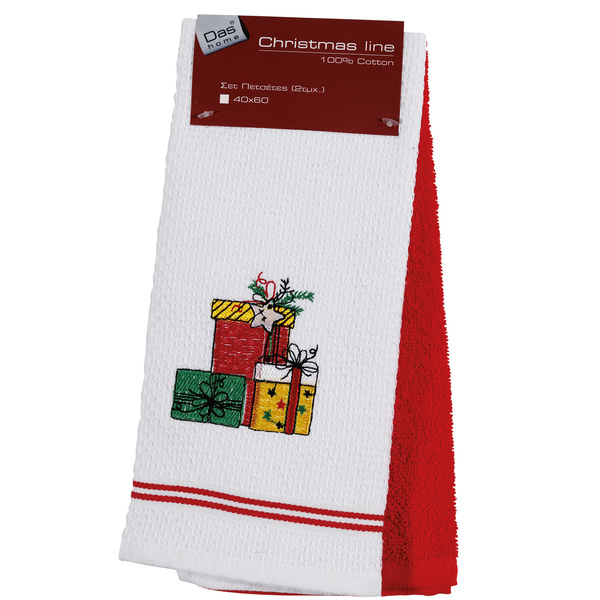DAS HOME CHRISTMAS ΠΟΤΗΡΟΠΑΝΑ ΣΕΤ 2ΤΜΧ 40X60 0632 ΚΟΚΚΙΝΟ, ΛΕΥΚΟ
