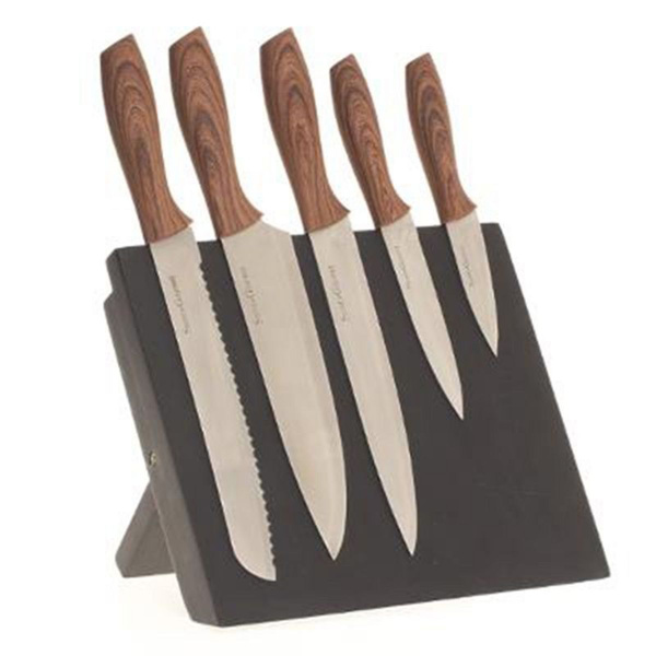 Σετ 5 μαχαίρια κουζίνας σε μαγνητική ξύλινη βάση