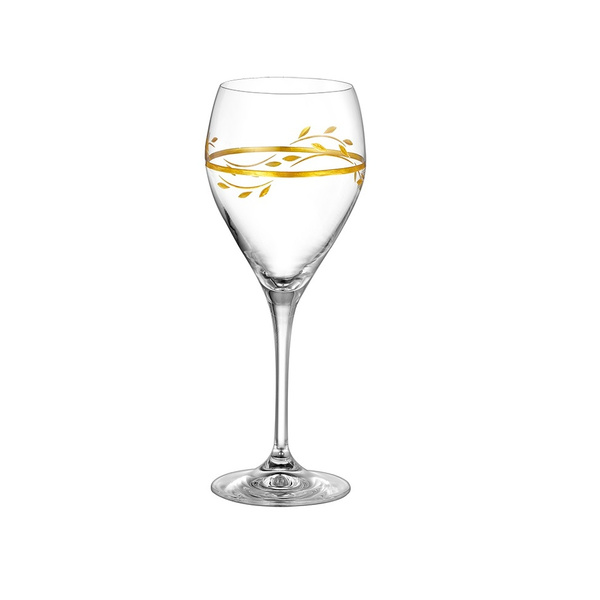 Ποτήρι κρασιού κρυστάλλινο με σχέδιο στέφανα με φύλλο