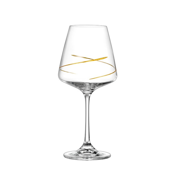 Ποτήρι κρασιού κρυστάλλινο σχέδιο χιαστή με χρυσό