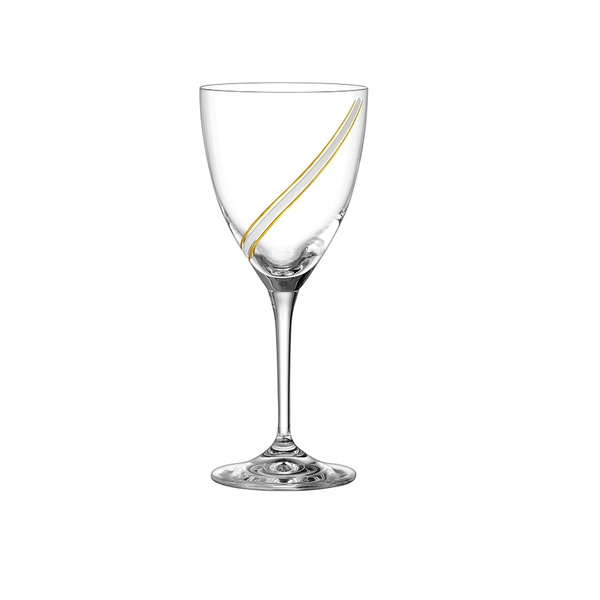 Ποτήρι κρασιού κρυστάλλινου με χρυσό και λευκό χρώμα