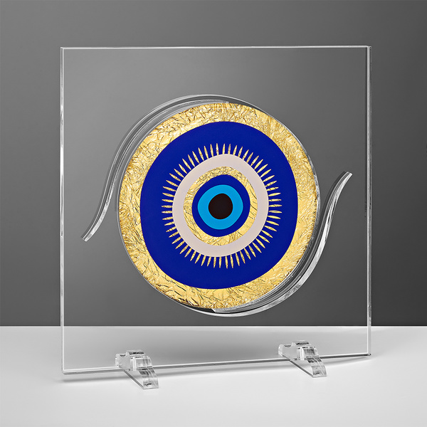 Επιτραπέζιο μάτι σε βάση μπλε-γαλάζιο -χρυσό