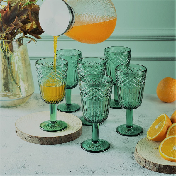 Ποτήρι κρασιού με πόδι Retro Green 260ml σετ 6 τεμαχίων