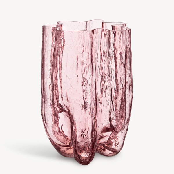 Crackle Vase pink 370mm Kosta Boda