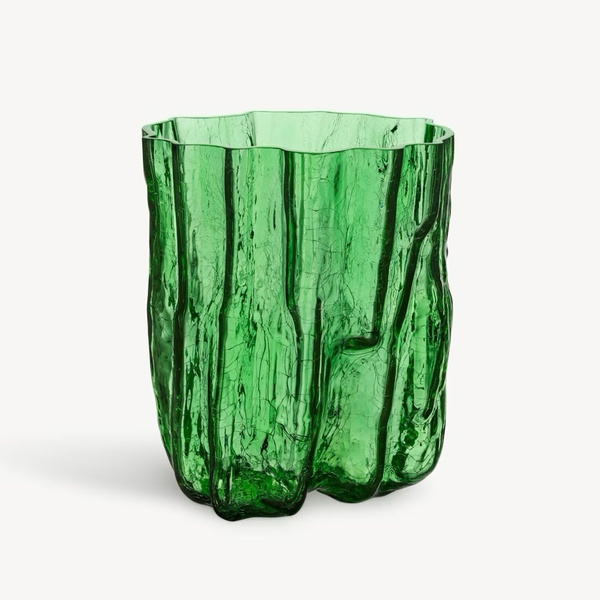 Crackle Vase Green 270mm Kosta Boda
