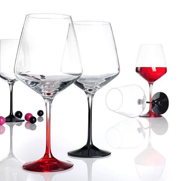 Κρυστάλλινο ποτήρι κρασιού Aria Rcr κόκκινο -μαύρο στέλεχος 76cl σετ 12 τεμαχίων