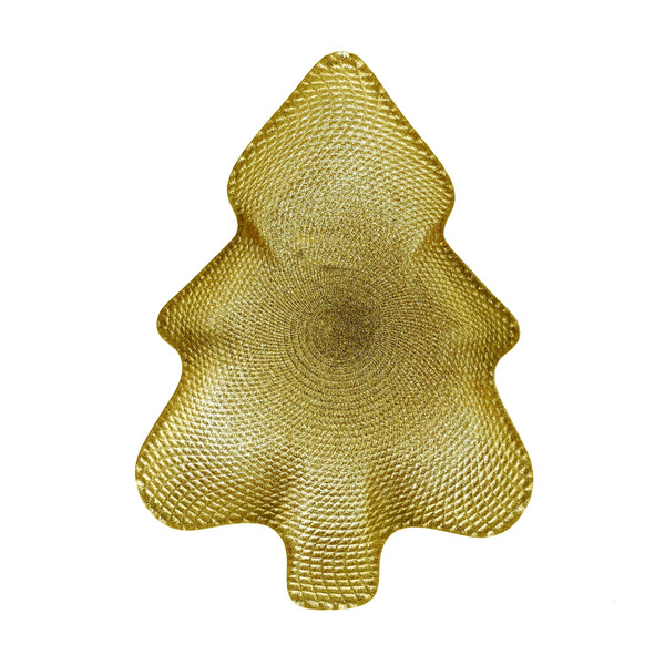 Πιατέλα γυάλινη δέντρο 31cm Gold Glitter