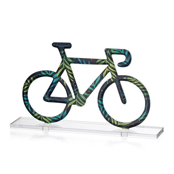 Πολύχρωμο ποδήλατο με φύλλα σε πράσινες αποχρώσεις από αλουμίνιο σε βάση πλέξι