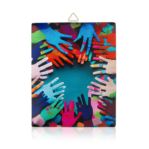 Κάρτα αλουμινίου Hands of Diversity η Πολύχρωμη ενότητα της ανθρωπότητας