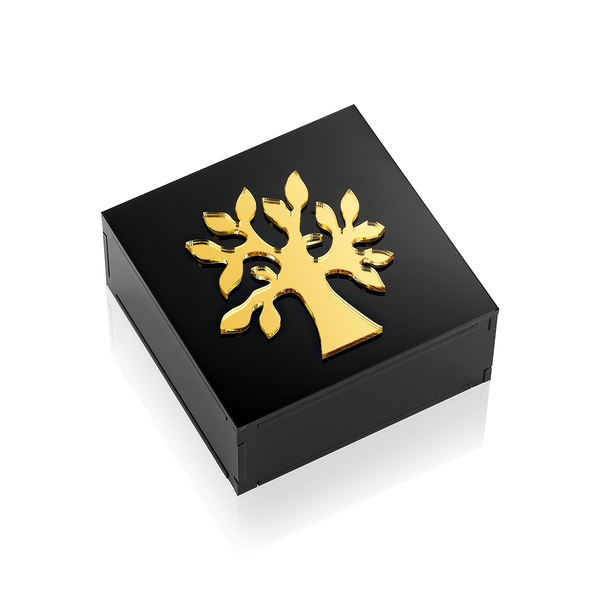 Κουτί με Μαύρο Πλέξι & Δέντρο Ζωής από Χρυσό Καθρέφτη -Tο Δώρο της Φύσης και της Λάμψης