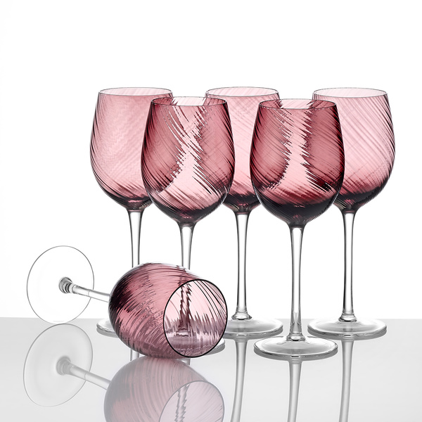 Σετ 6 γυάλινα ποτήρια κρασιού Purple κολονάτα Style 470ml