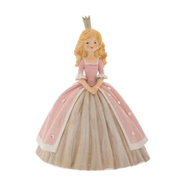 Πριγκίπισσα με κορώνα , ξανθά μαλλιά και φόρεμα από ρητίνη 14x13x18cm