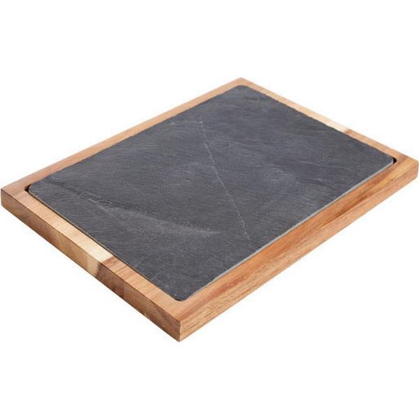 Δίσκος πλατό  35x25cmαπό φυσική πέτρα με πλαίσιο από ξύλο μπαμπού. Cosy&Trendy Προσφορά