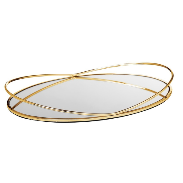 Μεταλλικός δίσκος χρυσός με καθρέφτη 40x30x10cm