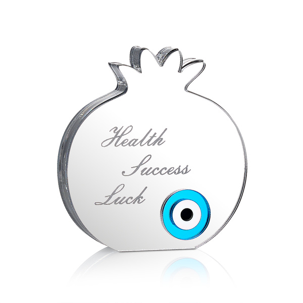 Ασημι ρόδι από πλεξι με μάτι και ευχές Health Succes Luck.