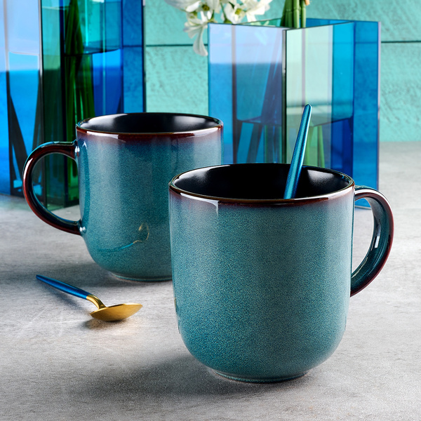 Σετ 2 τεμάχια κούπα stoneware reactive glazed ocean calm 420cc
