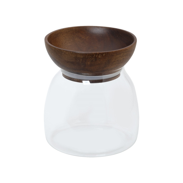 Γυάλινο δοχείο αποθήκευσης με καπάκι acacia 11.3x13.6cm