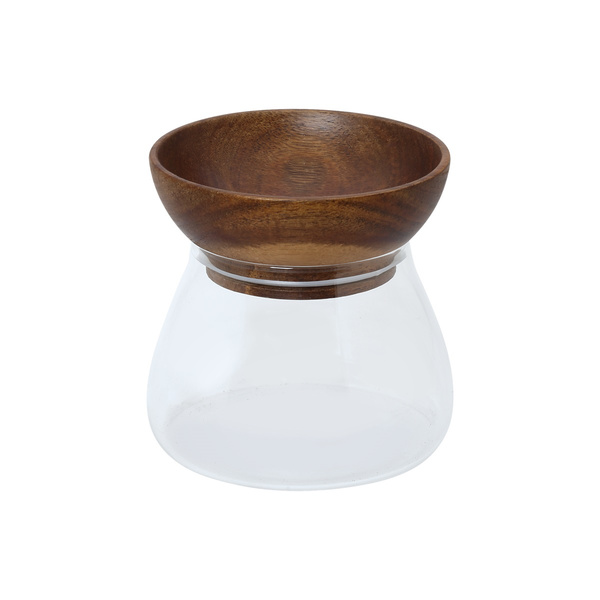 Γυάλινο δοχείο αποθήκευσης με καπάκι acacia 11.6x11.6cm