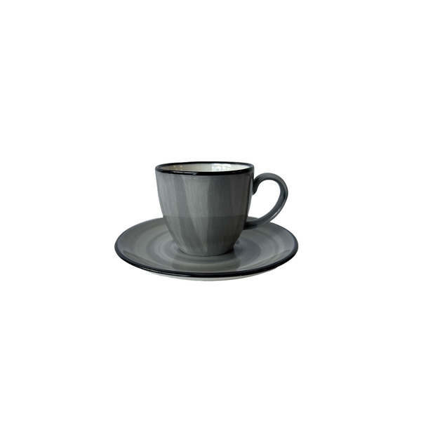 Σετ 6 τεμαχίων φλιτζάνι με πιάτο espresso 90ml πορσελάνη Porline Grey
