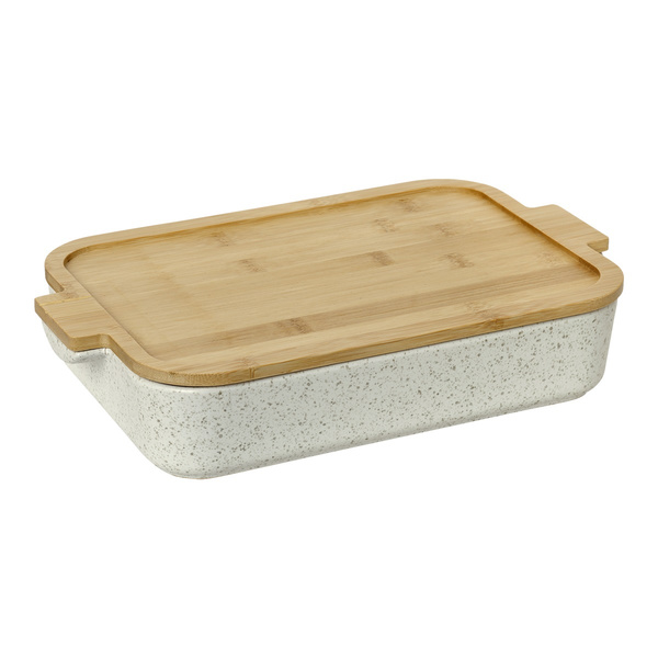 Bakeware Plade stoneware 33x21x6cm με καπάκι bamboo