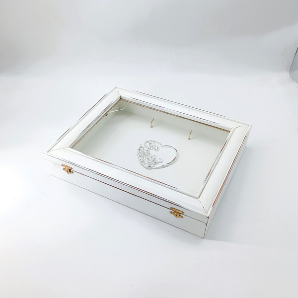 Ξύλινη στεφανοθήκη καρδιά 33X26.5X6.5cm