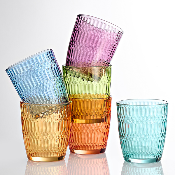 Σετ 6 τεμάχια γυάλινα ποτήρια 6χρωμία Seoul Multicolor 320ml Tognana